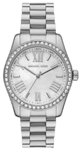 Michael Kors Lexington Crystals Mother of Pearl White Dial Silver Steel Strap Watch for Women - MK1087