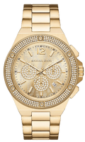 Michael Kors Lennox Chronograph Gold Dial Gold Steel Strap Watch For Men - MK8989