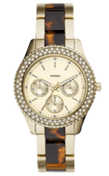 Fossil Stella Multifunction Gold Dial Two Tone Steel Strap Watch for Women - ES4756