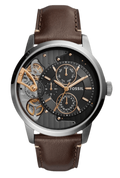 Fossil Townsman Automatic Black Dial Brown Leather Strap Watch for Men -  ME1163