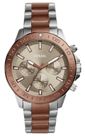 Fossil Bannon Multifunction Brown Dial Two Tone Steel Strap Watch for Men - BQ2502