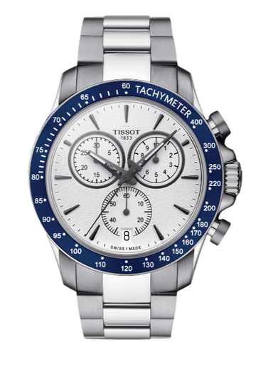 Tissot V8 Quartz T Sport Chronograph White Dial Silver Steel Strap Watch For Men - T106.417.11.031.00