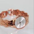 Calvin Klein Snake Silver Dial Rose Gold Steel Strap Watch For Women - K6E23646