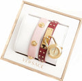 Versace Medusa Lock Icon Gold Dial Red Leather Strap Watch for Women - VEDW00319