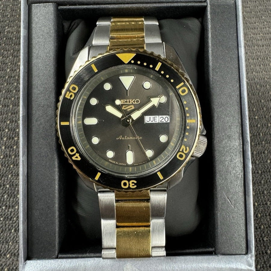 Seiko 5 Sports Automatic Special Creation Black Dial Two Tone Steel Strap Watch For Men - SRPK22