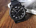 Emporio Armani Luigi Chronograph Black Dial Black Leather Strap Watch For Men - AR11133