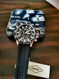 Fossil Bannon Multifunction Black Dial Black Silicone Strap Watch for Men - BQ2494