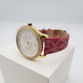 Michael Kors Tibby Multifunction Silver Dial Red Leather Strap Watch For Women - MK2975