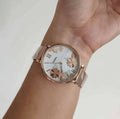 Fossil Jacqueline Three-Hand White Dial Rose Gold Mesh Bracelet Watch for Women - ES4534