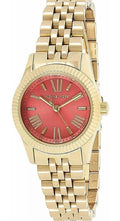 Michael Kors Lexington Quartz Orange Dial Gold Steel Strap Watch For Women - MK3284