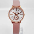 Michael Kors Petite Portia Silver Dial Pink Rubber Strap Watch For Women - MK2735