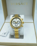 Versace Classic Chronograph Quartz Silver Dial Two Tone Steel Strap Watch For Men - VEV700519