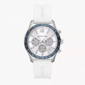 Michael Kors Berkley Chronograph Silver Dial White Rubber Strap Watch For Women - MKO1040