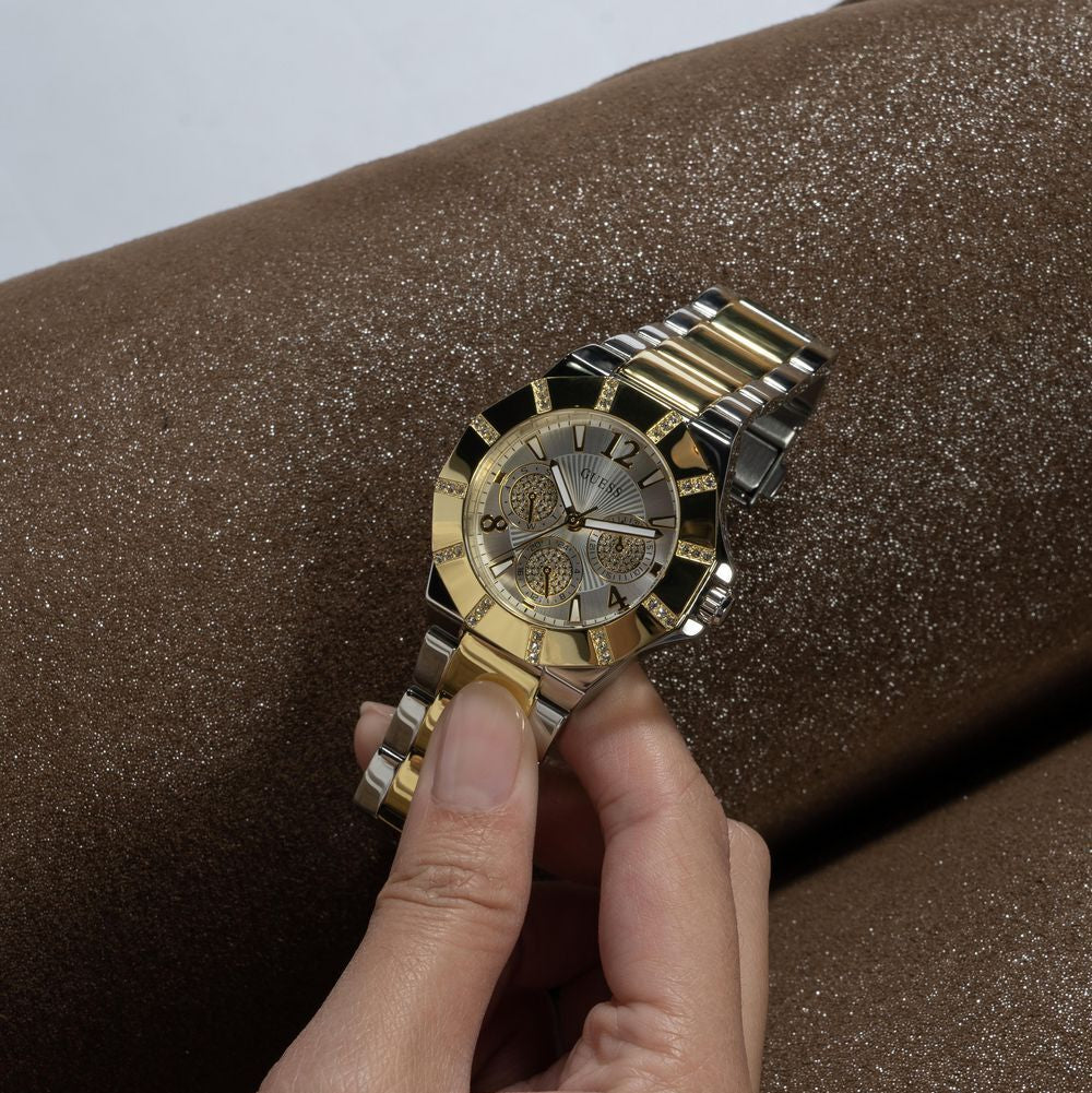 Guess Sunray Multifunction Silver Dial Two Tone Steel Strap Watch for Women - GW0616L2