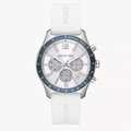 Michael Kors Berkley Chronograph Silver Dial White Rubber Strap Watch For Women - MKO1040