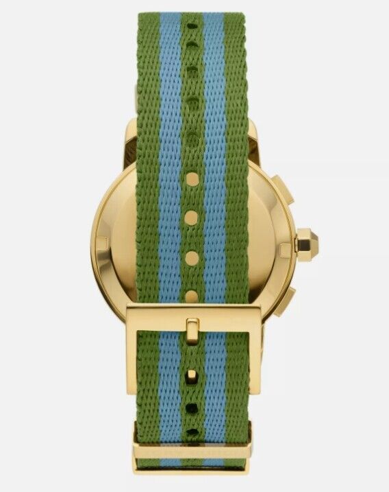 Tory Burch The Tory Chronograph White Dial Two Tone NATO Strap Watch for Women - TBW1037