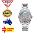 Guess G Twist Diamonds Silver Dial Silver Steel Strap Watch For Women - W1201L1