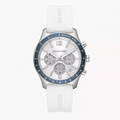 Michael Kors Berkley Chronograph Silver Dial White Rubber Strap Watch For Women - MKO1040