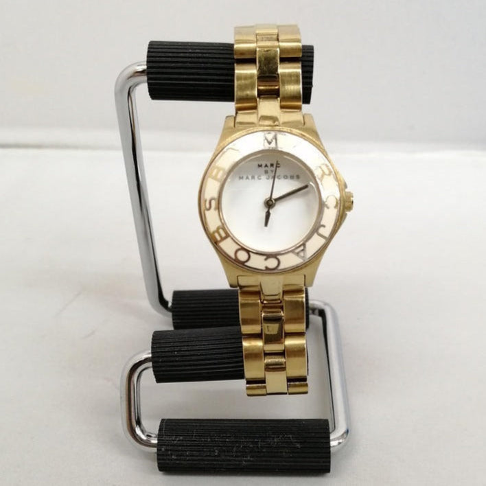 Marc Jacobs Amy White Dial Gold Steel Strap Watch for Women - MBM3051