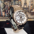 Guess Sassy Quartz White Dial Rose Gold Steel Strap Watch For Women - W0705L3