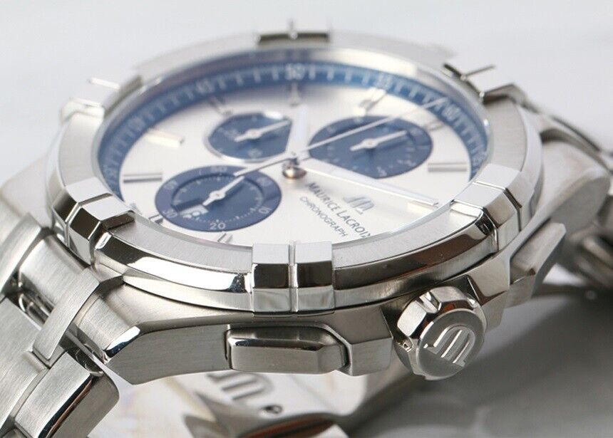Maurice Lacroix Aikon Chronograph Silver Dial Silver Steel Strap Watch for Men - AI1018-SS002-131-1