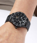 Emporio Armani Meccanico Automatic Black Dial Black Steel Strap Watch For Men - AR60054