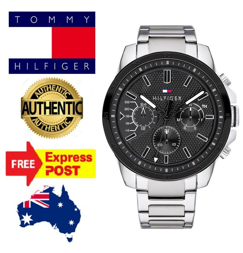 Tommy Hilfiger Iconic Quartz Black Dial Silver Steel Strap Watch for Men - 1791564