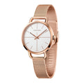Calvin Klein Even White Dial Rose Gold Mesh Bracelet Watch for Women - K7B23626