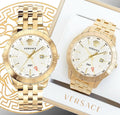 Versace Univers Quartz White Dial Gold Steel Strap Watch for Men - VEBK00518