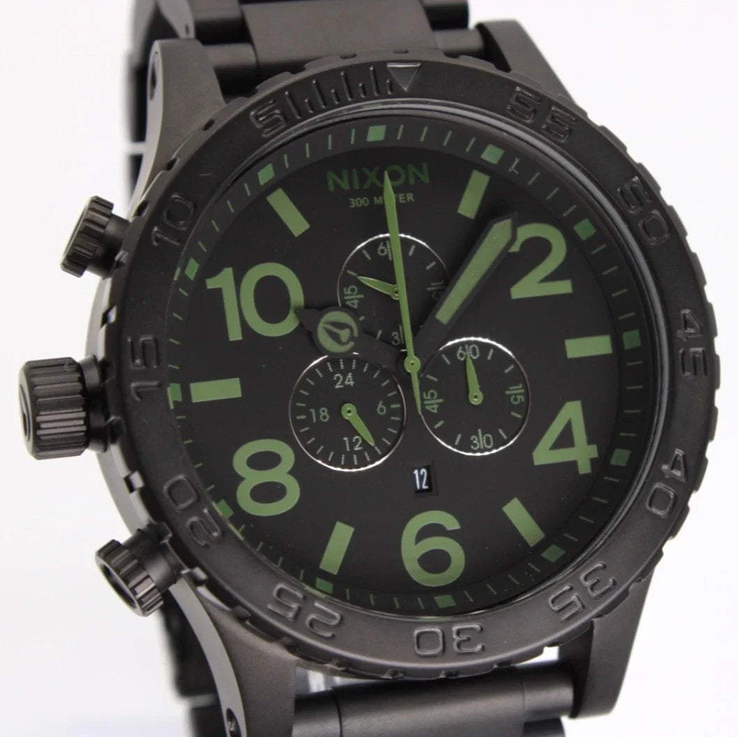 Nixon 51-30 Chrono Black Dial Black Steel Strap Watch for Men - A083-1042