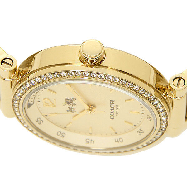 Coach Sport Diamonds Gold Dial Gold Steel Strap Watch for Women - 14502195