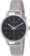 Calvin Klein Even Black Dial Silver Mesh Bracelet Watch for Women - K7B23121