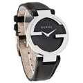Gucci G Interlocking Black Dial Black Leather Strap Watch For Women - YA133301