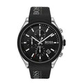 Hugo Boss Velocity Black Dial Black Leather Strap Watch for Men - 1513716