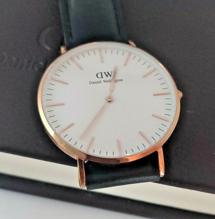 Daniel Wellington Classic Sheffield White Dial Black Leather Strap Watch for Women - DW00100036