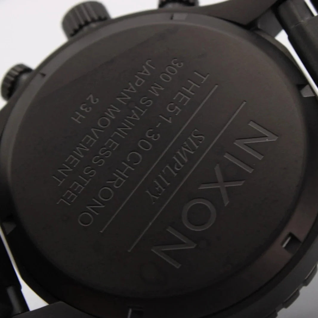 Nixon 51-30 Chrono Black Dial Black Steel Strap Watch for Men - A083-1042