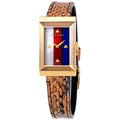 Gucci G-Frame Mother of Pearl Dial Brown Leather Snakeskin Strap Watch For Women - YA147402