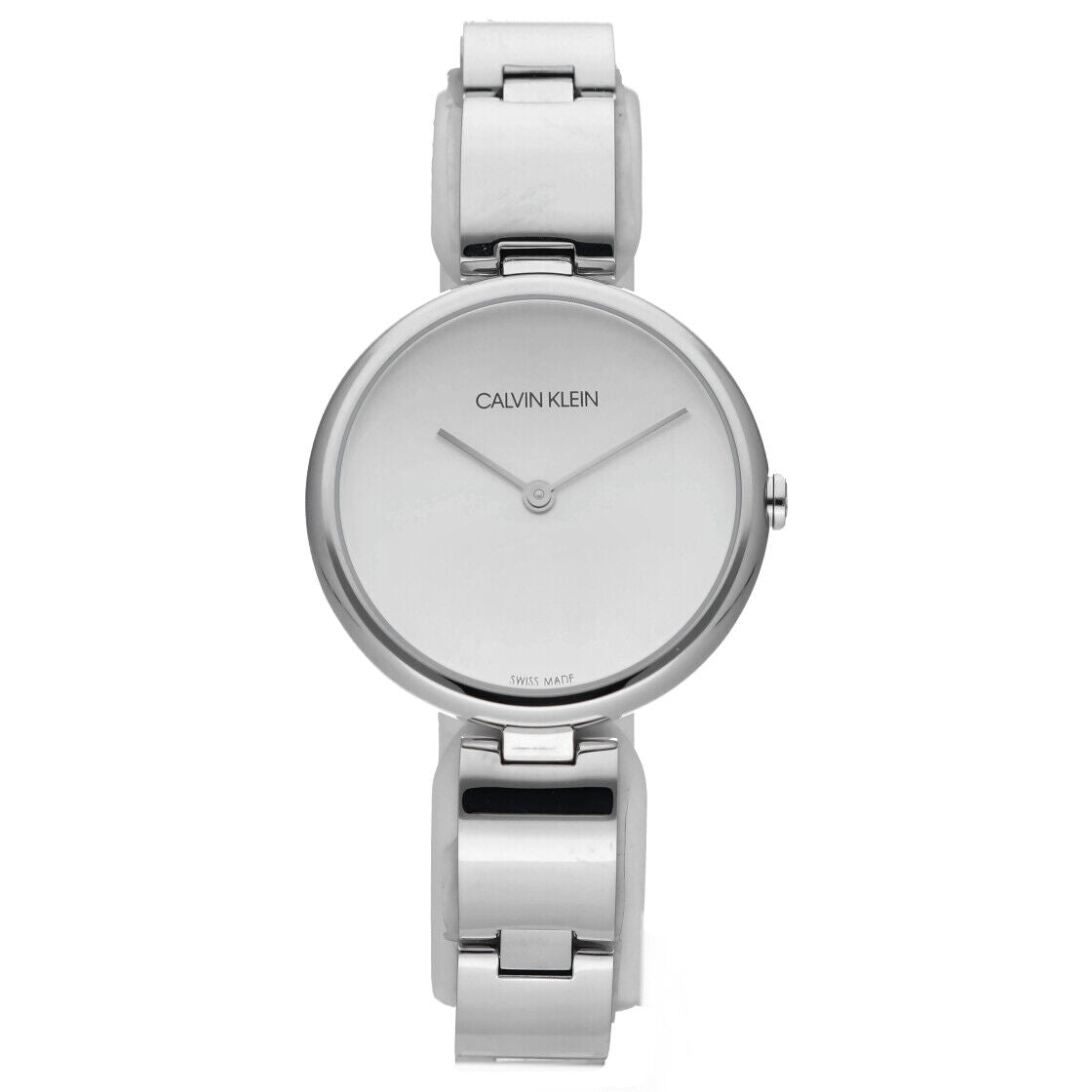 Calvin Klein Wavy Silver Dial Silver Steel Strap Watch for Women - K9U23146