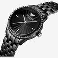 Emporio Armani Crystal Ceramica Black Dial Black Steel Strap Watch For Women - AR1478