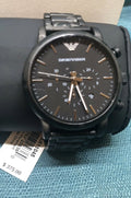 Emporio Armani Luigi Chronograph Black Dial Black Steep Strap Watch For Men - AR11045