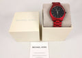 Michael Kors Slim Runway Quartz Black Dial Red Steel Strap Watch for Men - MK8712