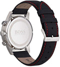 Hugo Boss Navigator Black Dial Black Leather Strap Watch for Men - 1513535