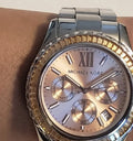 Michael Kors Everest Chronograph Gold Dial Silver Steel Strap Watch For Women - MK5870
