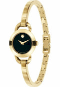 Movado Rondiro 22mm Black Dial Yellow Gold Steel Strap Watch For Women - 0606888