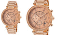 Michael Kors Uptown Glam Parker Chronograph Rose Gold Dial Steel Strap Watch for Women - MK5663