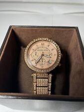Michael Kors Uptown Glam Parker Chronograph Rose Gold Dial Steel Strap Watch for Women - MK5663