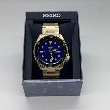 Seiko 5 Sports US Special Edition Automatic Blue Dial Gold Steel Strap Watch For Men - SRPK20