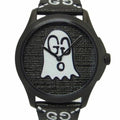 Gucci G Timeless Ghost Black Dial Black Leather Strap Watch For Men - YA1264018