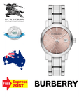 Burberry The City Pink Dial Silver Steel Strap Watch for Women - BU9124