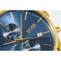 Hugo Boss Associate Blue Dial Gold Steel Strap Watch for Men - 1513841